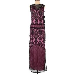 NEW Juicy Couture Pink Black Victorian Lace Maxi Dress Size 0